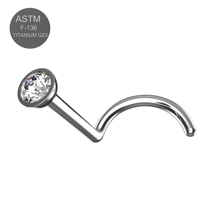 EO Gas Sterilised G23 Titanium CZ Jewelled Nose Screw - Monster Piercing