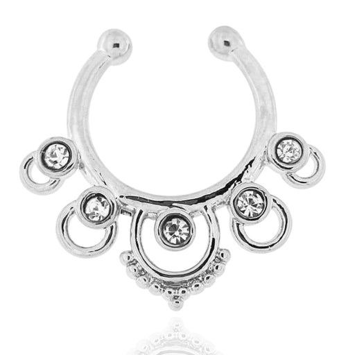 316L Surgical Steel CZ Jewelled Clip-On Septum Ring United Kingdom
