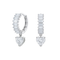 925 Sterling Silver Rhodium Plated Baguette CZ Heart Drop Earrings