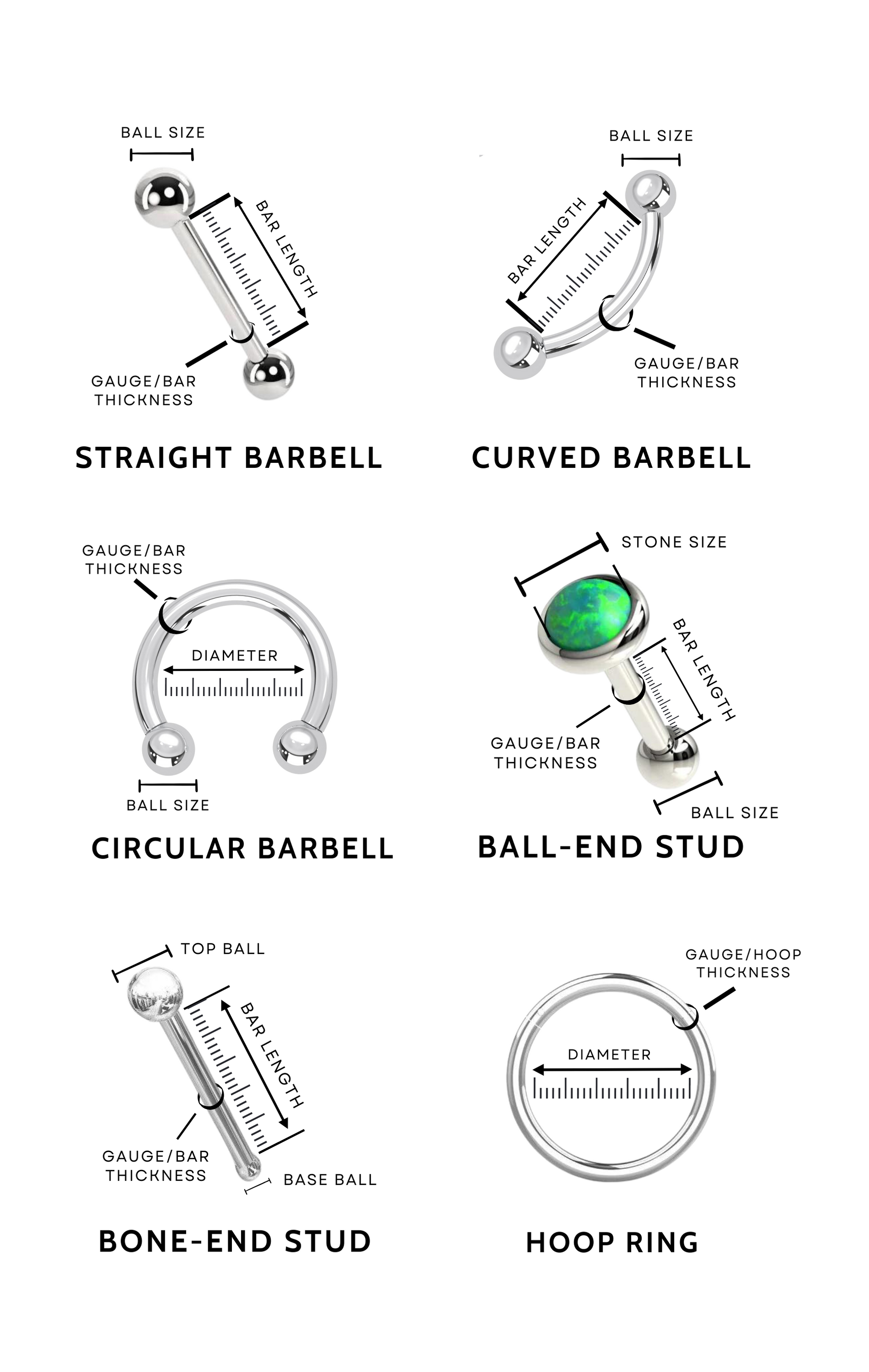 Size Guide - Find Your Perfect Fit for Body Jewellery — Monster Piercing
