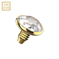 14K Gold CZ Jewelled Internally Threaded Dermal Anchor Top