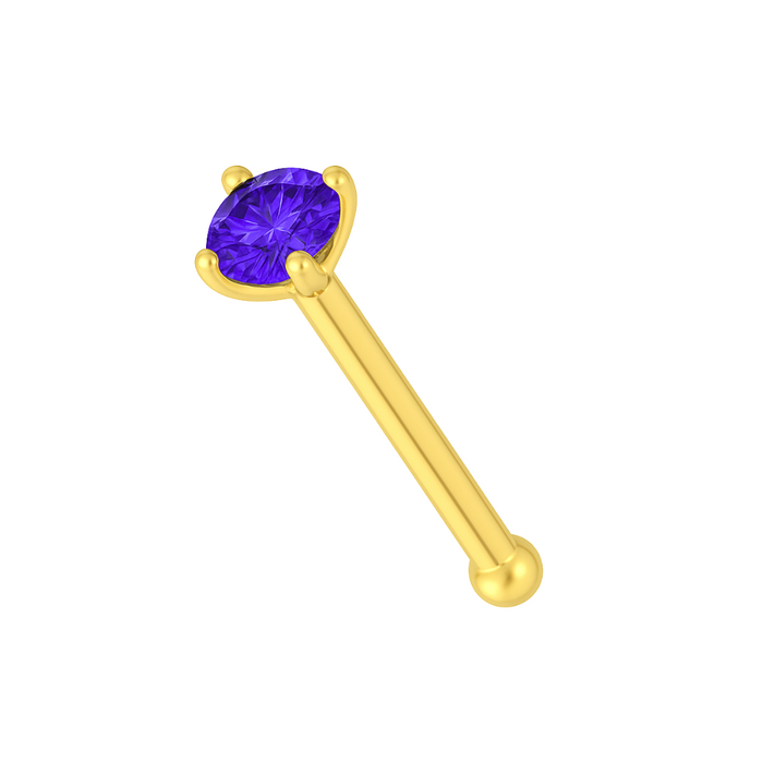 9K Gold Tanzanite Jewelled Nose Bone Stud