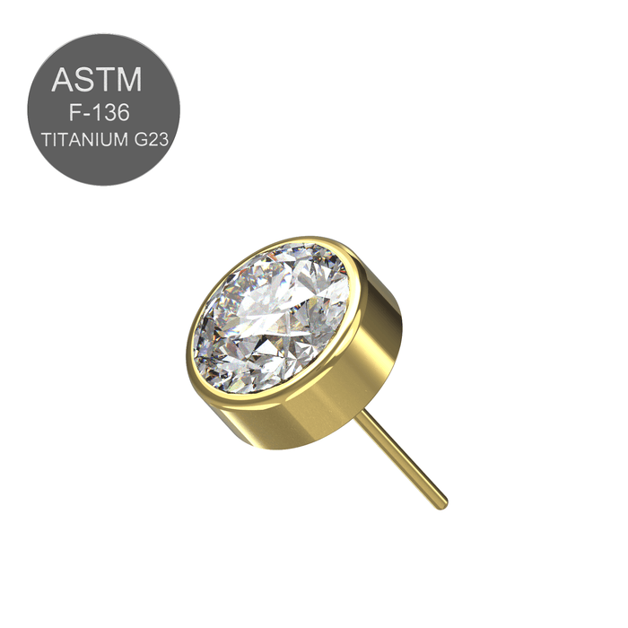 G23 Titanium Round CZ Jewelled Threadless Push-fit Top — Monster Piercing