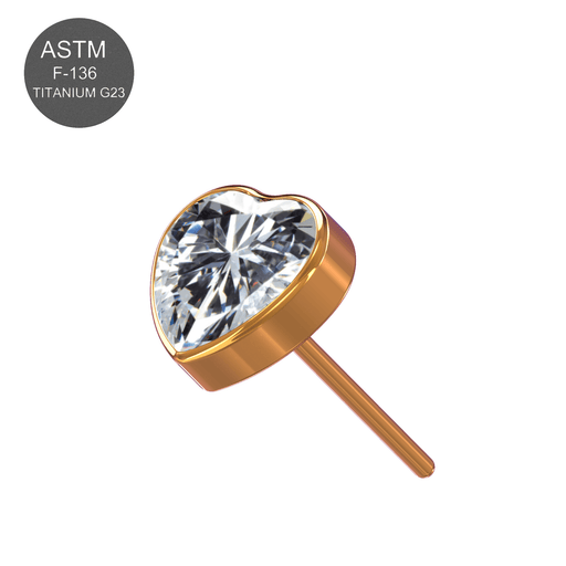 G23 Titanium CZ Jewelled Heart Threadless Push-fit Top Monster Piercing