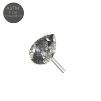 G23 Titanium CZ Pear Cut Threadless Push-Fit Top - Monster Piercing