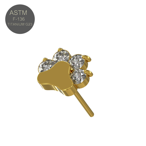 Titanium G23 (Grade 23) CZ Jewelled Paw Threadless Push-fit Top - Monster Piercing