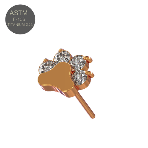 Titanium G23 (Grade 23) CZ Jewelled Paw Threadless Push-fit Top - Monster Piercing