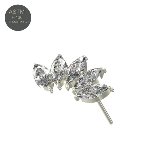 G23 Titanium CZ Jewelled Marquise Tiara Threadless Push-fit Top - Monster Piercing