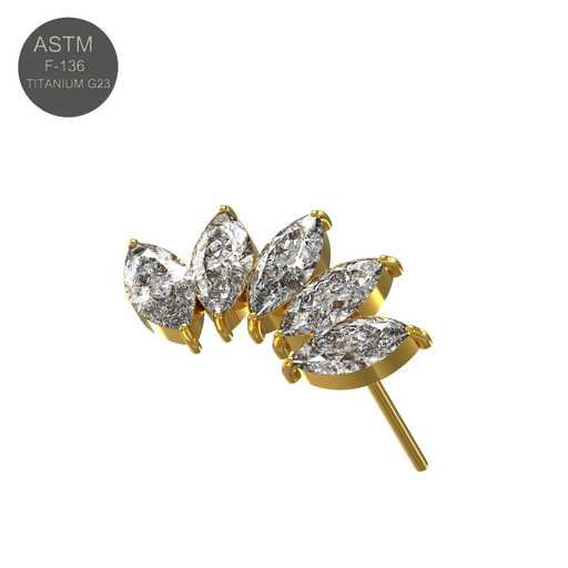 G23 Titanium CZ Jewelled Marquise Tiara Threadless Push-fit Top - Monster Piercing