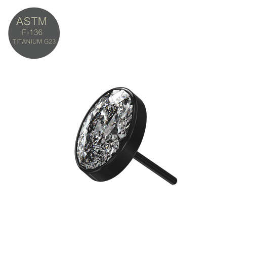 G23 Titanium Oval CZ Jewelled Threadless Push-fit Top - Monster Piercing