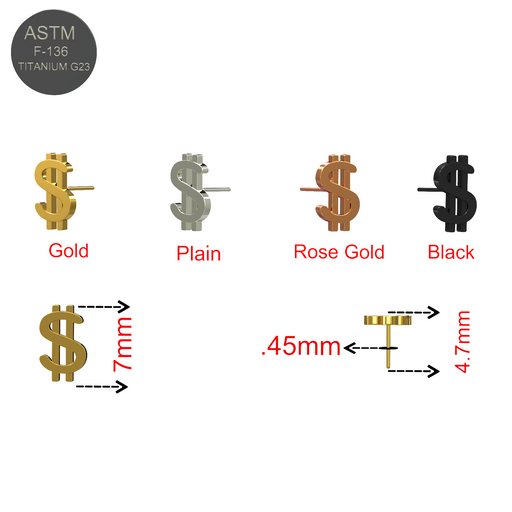 G23 Titanium Dollar Threadless Push-fit Top - Monster Piercing