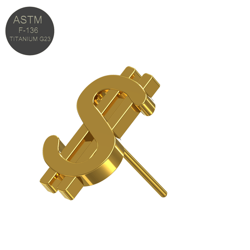 G23 Titanium Dollar Threadless Push-fit Top - Monster Piercing