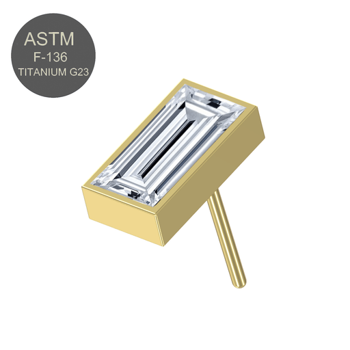 G23 Titanium CZ Jewelled Baguette Threadless Push-fit Top Monster Piercing United Kingdom