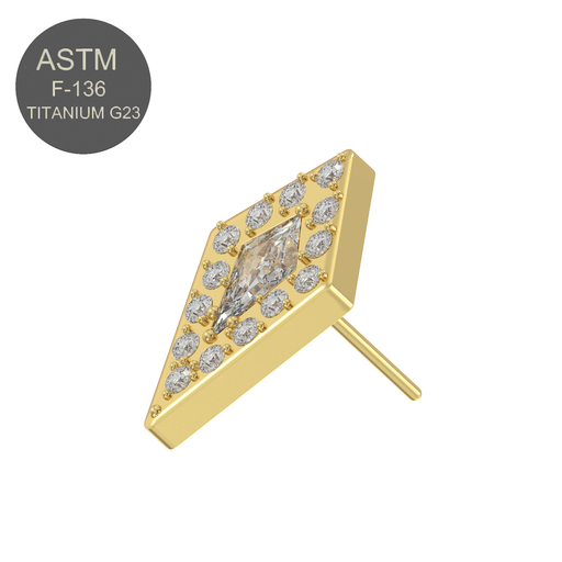 G23 Titanium CZ Jewelled Kite Threadless Push-fit Top - Monster Piercing