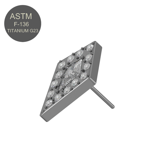 G23 Titanium CZ Jewelled Kite Threadless Push-fit Top - Monster Piercing