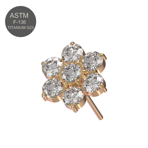 G23 Titanium CZ Jewelled Flower Threadless Push-fit Top - Monster Piercing
