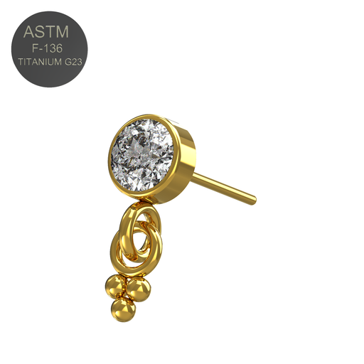 G23 Titanium Round CZ Jewelled Dangling Threadless Push-fit Top - Monster Piercing