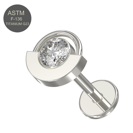 G23 Titanium CZ Jewelled Eyeball Push-Fit Flatback Stud - Monster Piercing