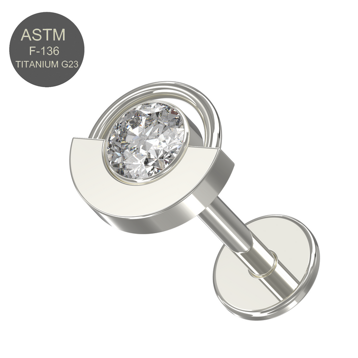 G23 Titanium CZ Jewelled Eyeball Push-Fit Flatback Stud - Monster Piercing