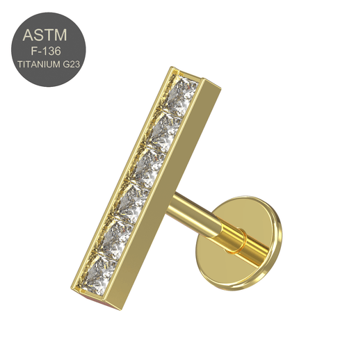 G23 Titanium CZ Jewelled Push-Fit Flatback Stud - Monster Piercing