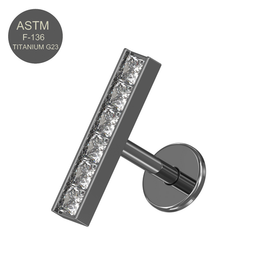 G23 Titanium CZ Jewelled Push-Fit Flatback Stud - Monster Piercing