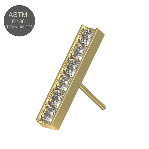 Gold titanium G23 CZ threadless push-fit top – elegant tone, front-facing angle.