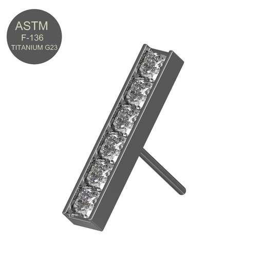 Black titanium G23 CZ threadless push-fit top – sleek finish, bold look, front view.