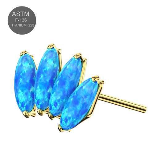 Titanium G23 (Grade 23) Opal Marquise Jewelled Thread-less Push-Fit Top - Monster Piercing