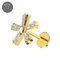 G23 Titanium CZ Jewelled Five Petal Flowery In Tapered Baguette Design Thread-less Push-Fit With Flatback Stud