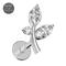 G23 Titanium CZ Jewelled Stem And Leaf Design Thread-less Push-Fit With Flatback Stud