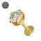 G23 Titanium Round CZ Jewelled Thread-less Push-Fit With Flatback Stud