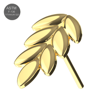 G23 Titanium Wheat Sheaf Design Thread-less Push-Fit Top Monster Piercing United Kingdom