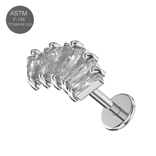 G23 Titanium CZ Jewelled Crown Design Thread-less Push-Fit With Flatback Stud - Monster Piercing