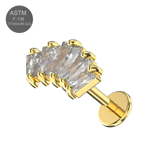 G23 Titanium CZ Jewelled Crown Design Thread-less Push-Fit With Flatback Stud - Monster Piercing