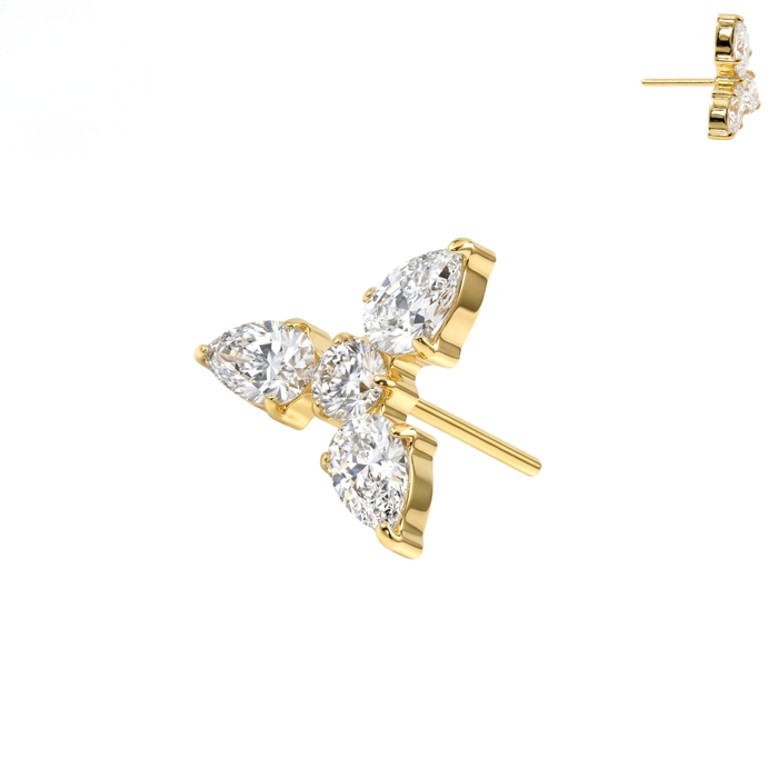 G23 Titanium Trinity Marquise Crystal Threadless Labret Accessory Top