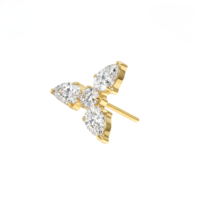 G23 Titanium Trinity Marquise Crystal Threadless Labret Accessory Top