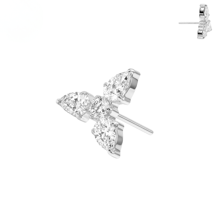 G23 Titanium Trinity Marquise Crystal Threadless Labret Accessory Top