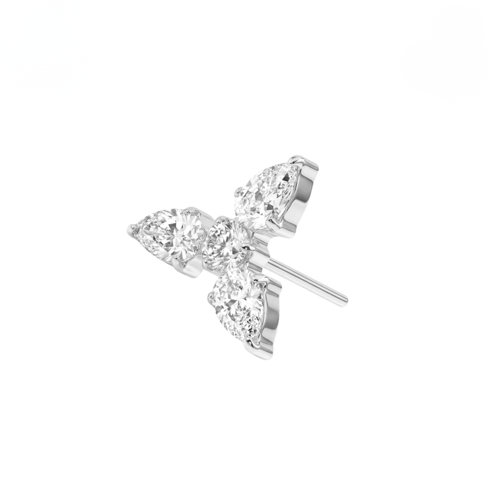 G23 Titanium Trinity Marquise Crystal Threadless Labret Accessory Top