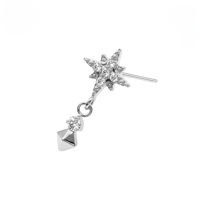 G23 Titanium CZ Jewelled North Star Threadless Labret Accessory Top