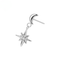 G23 Titanium Crescent Moon with Dangling North Star Threadless Labret Accessory Top