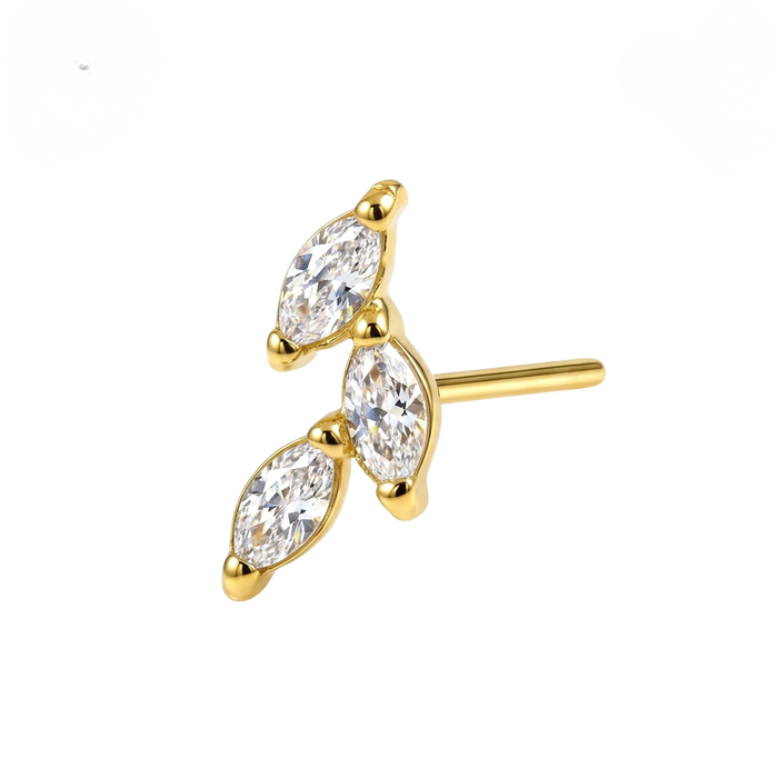 G23 Titanium Triple Marquise Leaf Threadless Labret Accessory Top