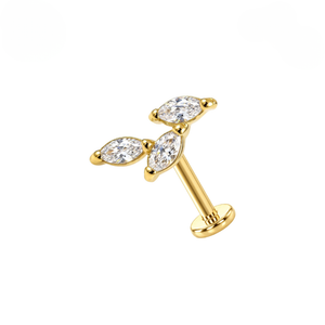 G23 Titanium Triple Marquise Leaf Threadless Flatback Stud
