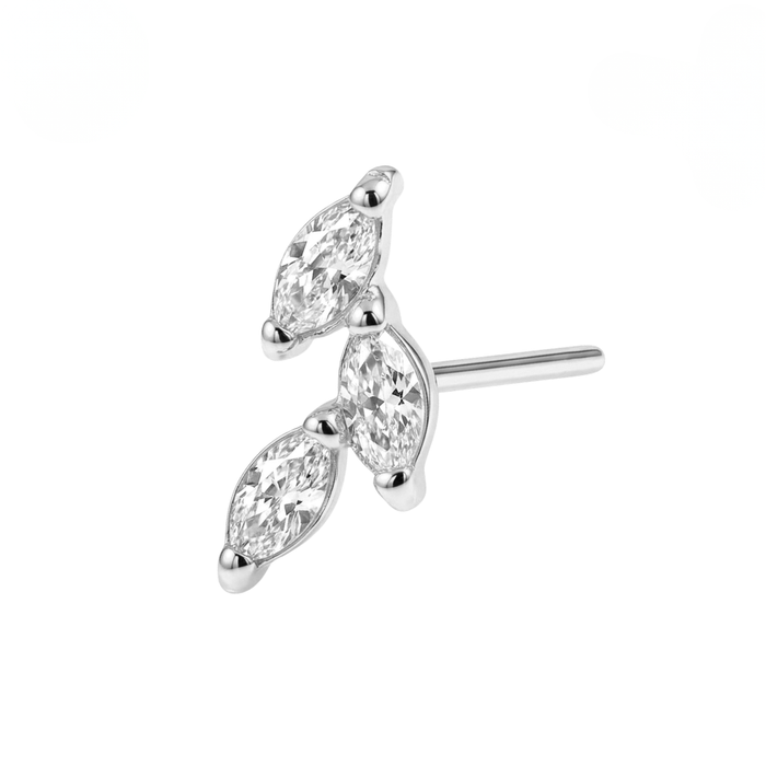 G23 Titanium Triple Marquise Leaf Threadless Labret Accessory Top