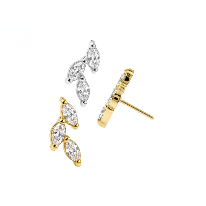 G23 Titanium Triple Marquise Leaf Threadless Labret Accessory Top