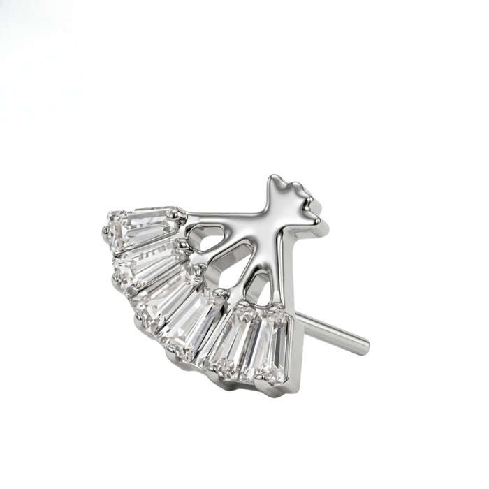 G23 Titanium Imperial Folding Fan CZ Threadless Labret Accessory Top