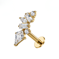 G23 Titanium Kite Baguette Cluster CZ Threadless Flatback Stud