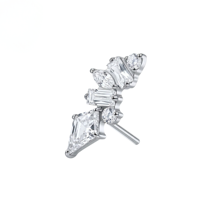 G23 Titanium Kite Baguette Cluster CZ Threadless Labret Accessory Top