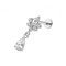 G23 Titanium Lotus Teardrop CZ Dangling Threadless Flatback Stud