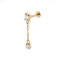 G23 Titanium Baguette CZ Chain Drop Threadless Flatback Stud