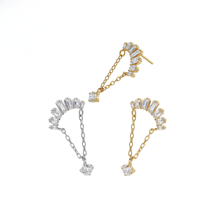 G23 Titanium Baguette Arc Chain Drop Threadless Labret Accessory Top
